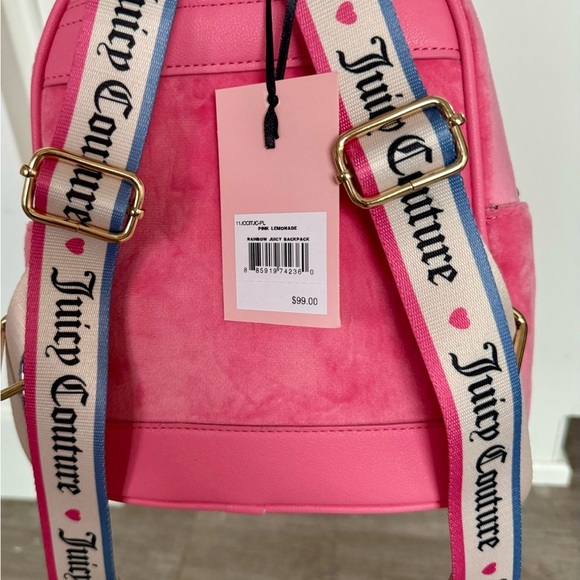 NWT Juicy Couture Velour Pink Lemonade Rainbow Backpack mini Y2K 90’s Vibe